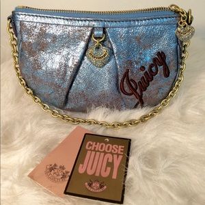 JUICY COUTURE Metallic Blue Wristlet Purse NWT